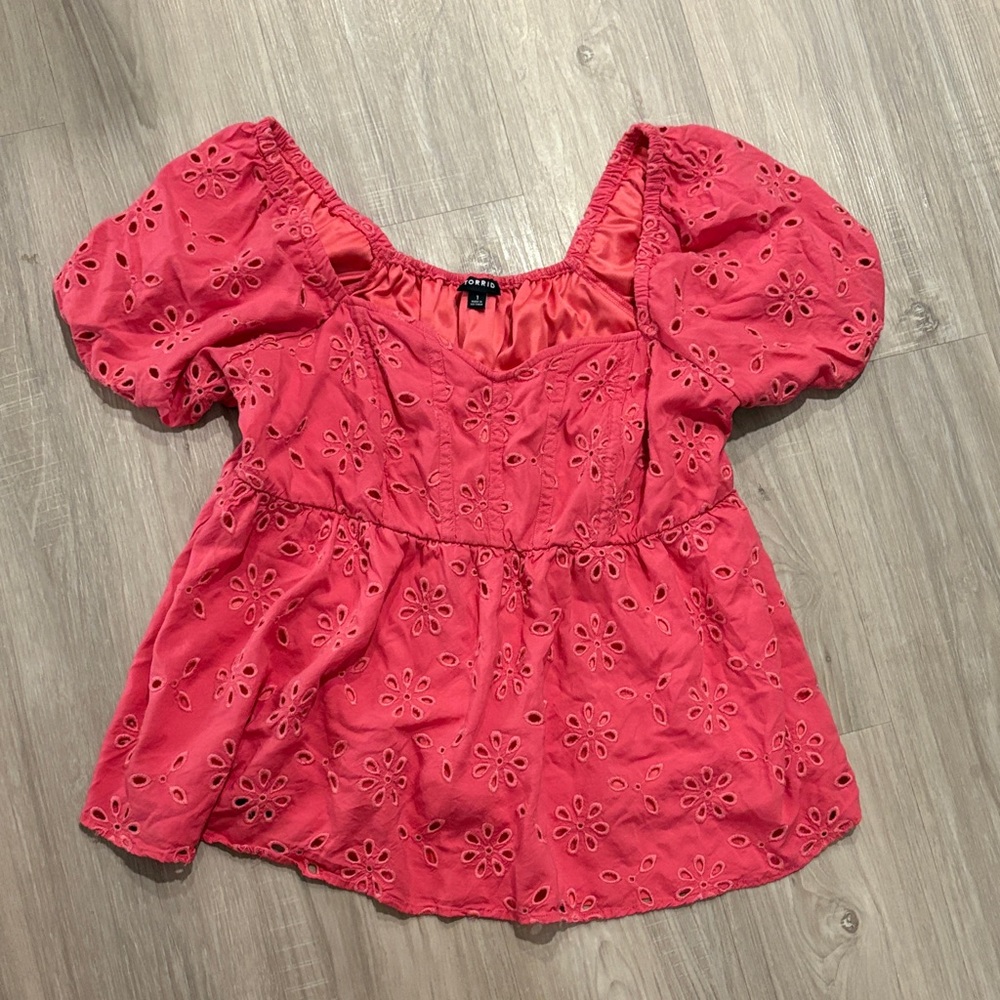 Torrid Women's Pink Eyelet Top